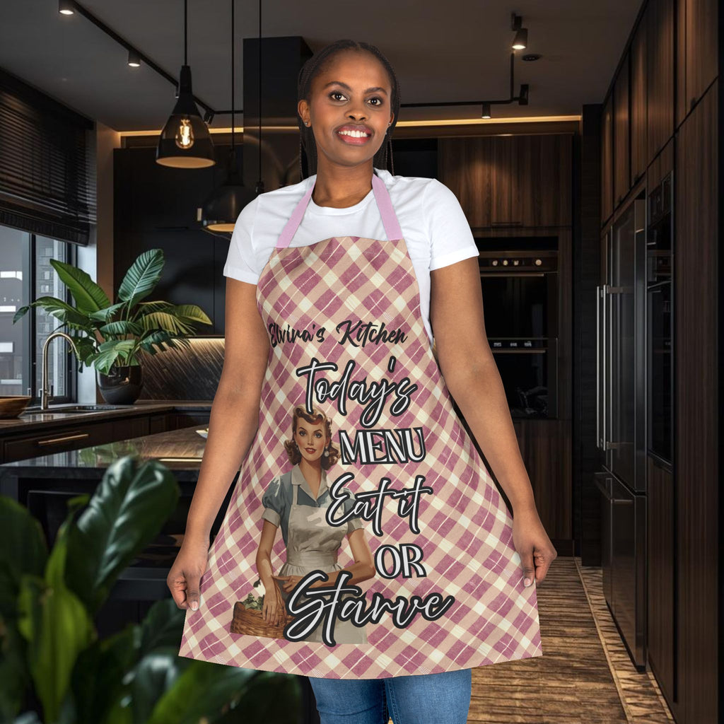Personalised Vintage Pin - Up Kitchen Apron | Funny Retro Apron | Mother's Day Gift | Custom Name Apron | Multiple Designs Available - Drop of Bold