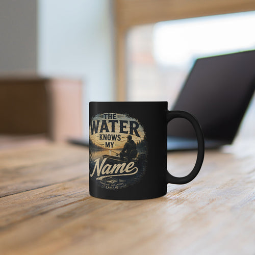 Father's Day Gift for Fisherman - The Water Knows My Name — Personalized Fishing 15oz Mug — Custom Black Mug for Fishing Dad — - Drop of Bold