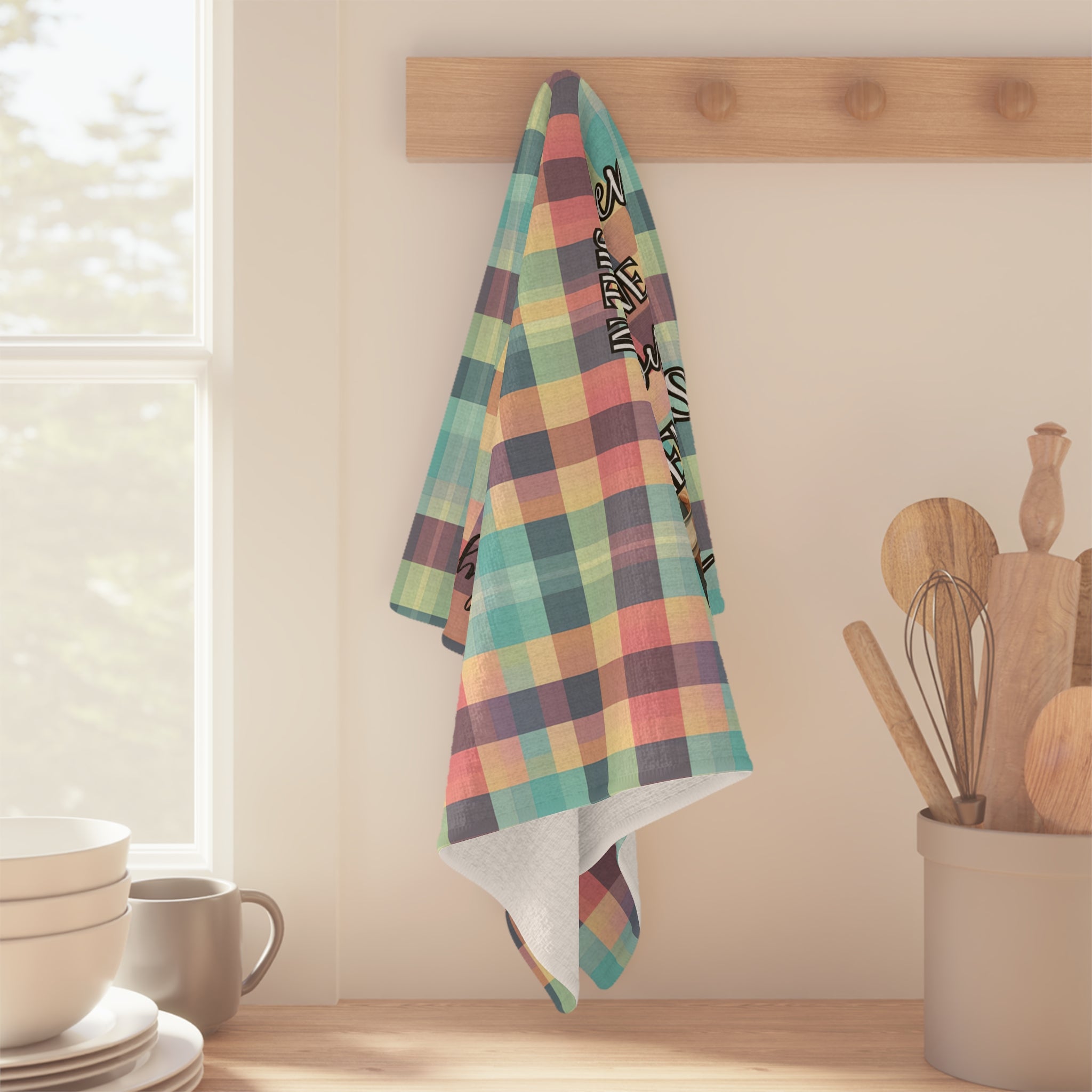 In This Kitchen We Count Memories Not Calories" Vintage Pin - Up Tea Towel | Retro Kitchen Décor | Funny Housewarming Gift | Personalised Option Available - Drop of Bold