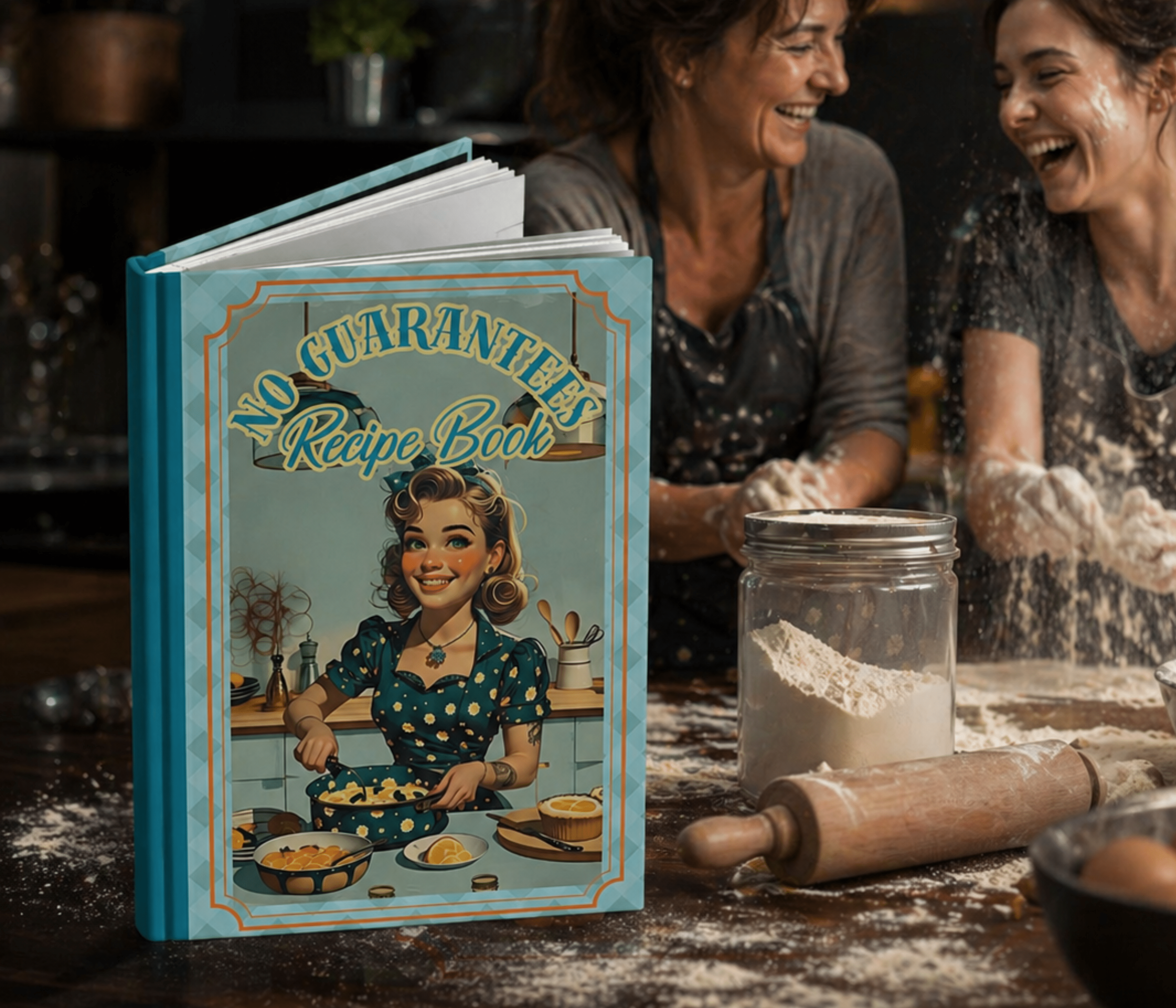 Billie - No Guarantees Recipe Book — Personalised Hardcover Journal — Funny Vintage Kitchen Gift for Mom — Mother's Day Gift for Her - Drop of Bold