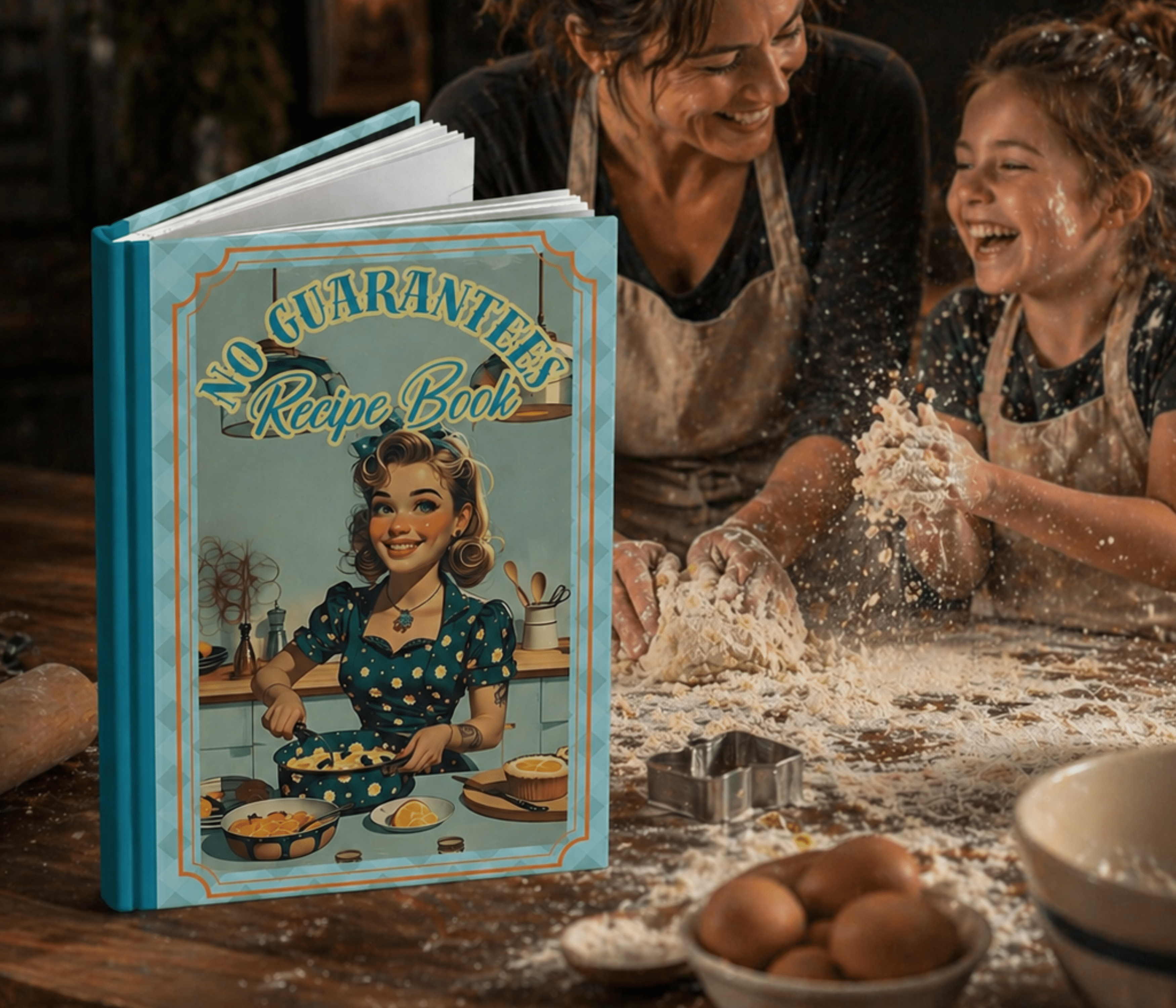 Billie - No Guarantees Recipe Book — Personalised Hardcover Journal — Funny Vintage Kitchen Gift for Mom — Mother's Day Gift for Her - Drop of Bold