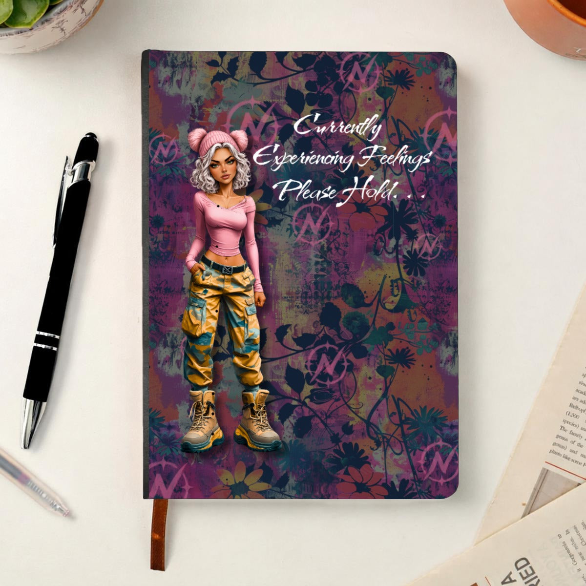 Nova — Currently Experiencing Feelings. Please Hold. Hardcover Journal