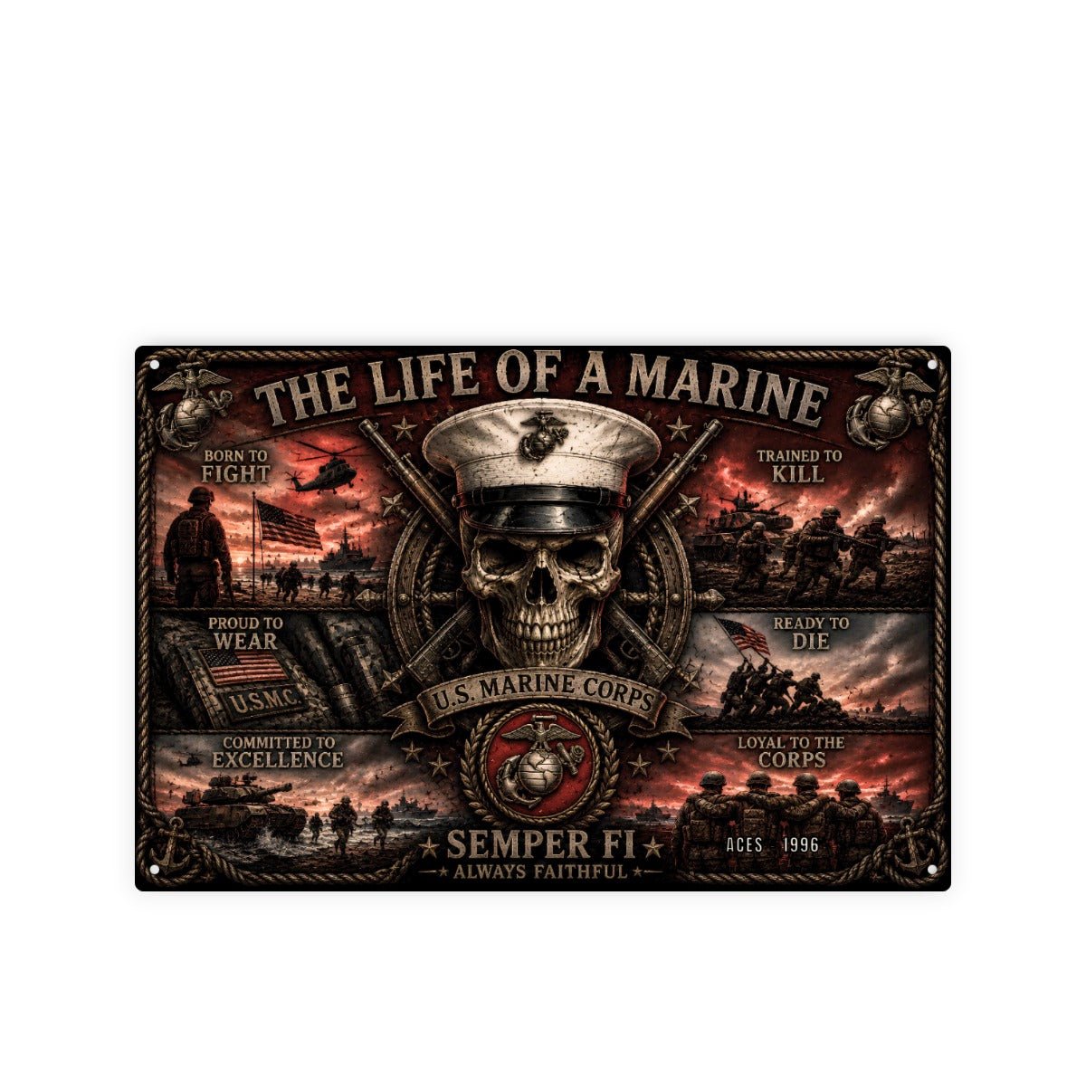 Personalized Military Tin Wall Art — The Life of a Soldier — Choose Your Branch — Veteran Gift — Man - Drop of Bold