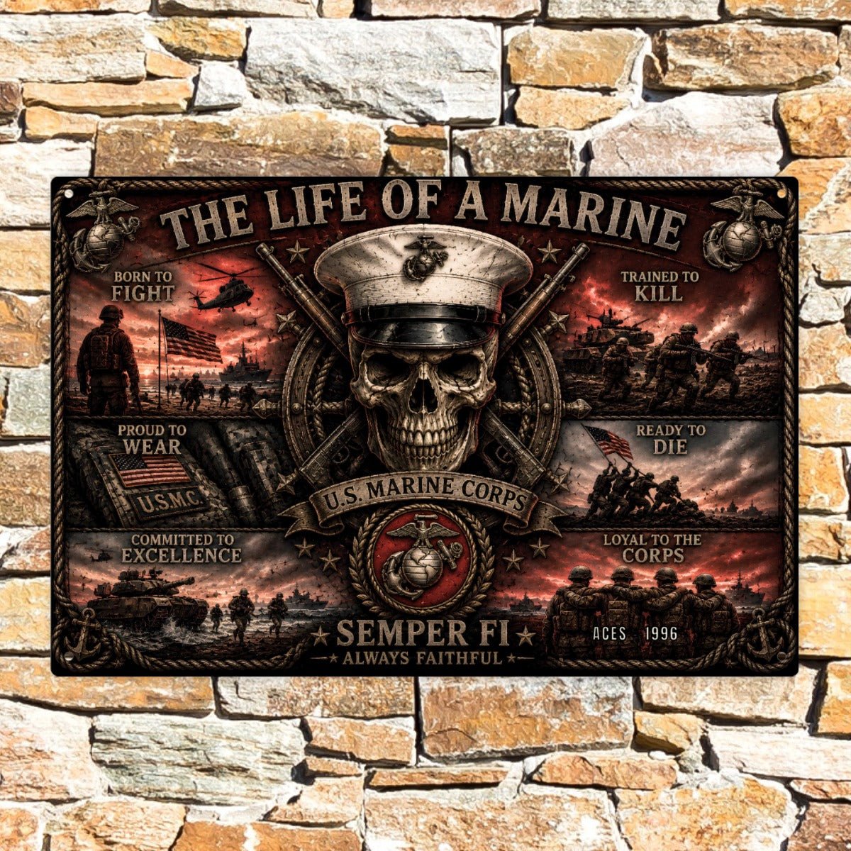 Personalized Military Tin Wall Art — The Life of a Soldier — Choose Your Branch — Veteran Gift — Man - Drop of Bold