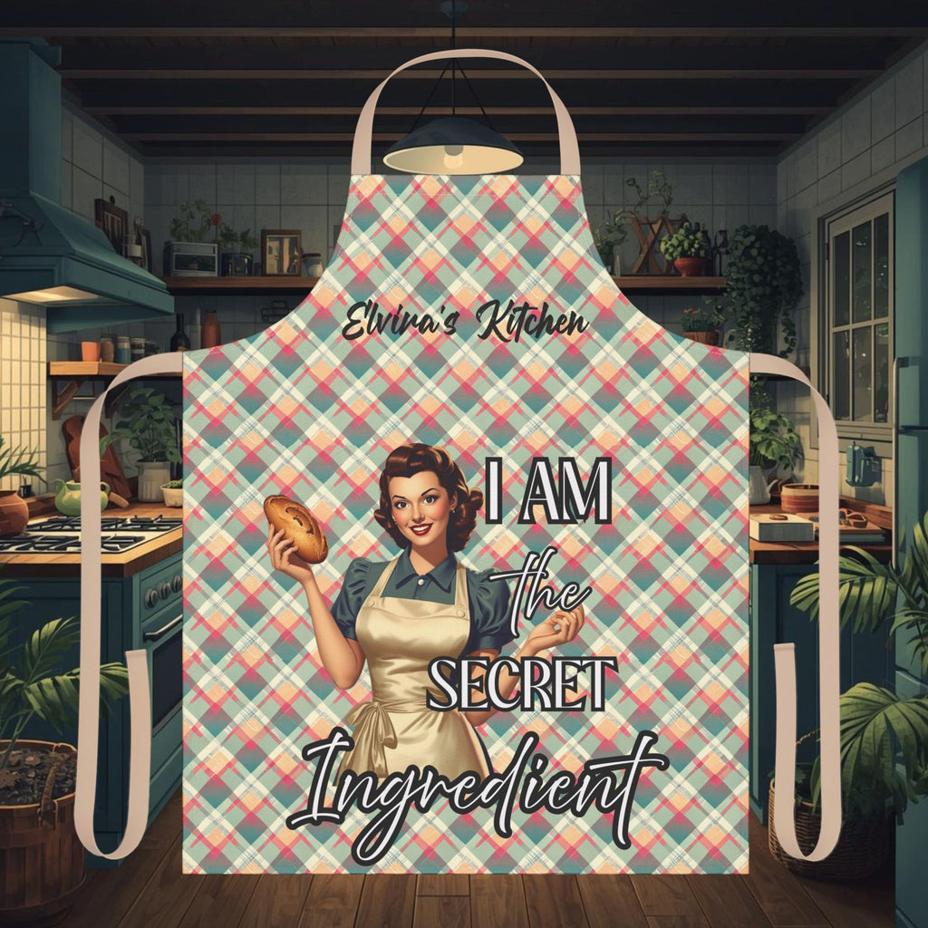 Personalised Vintage Pin - Up Kitchen Apron | Funny Retro Apron | Mother's Day Gift | Custom Name Apron | Multiple Designs Available - Drop of Bold