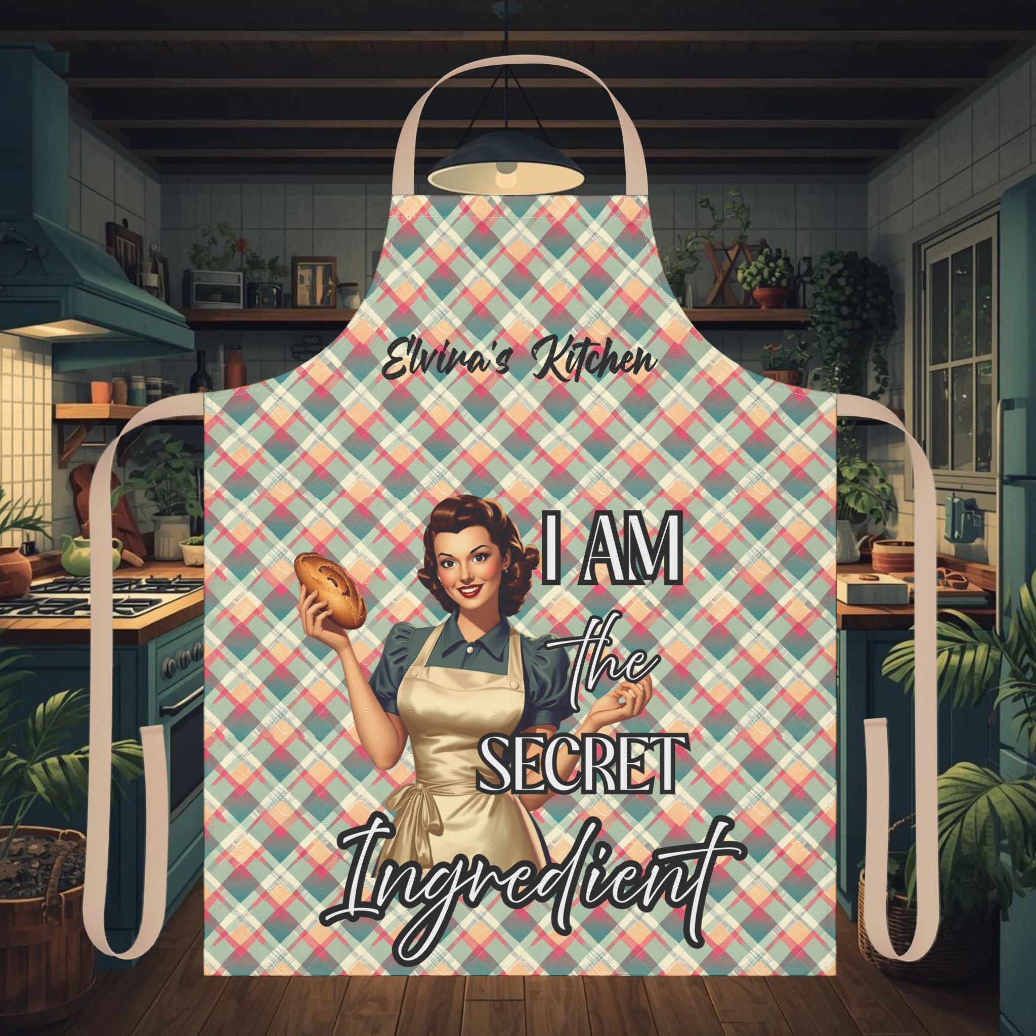 Personalised Vintage Pin - Up Kitchen Apron | Funny Retro Apron | Mother's Day Gift | Custom Name Apron | Multiple Designs Available - Drop of Bold