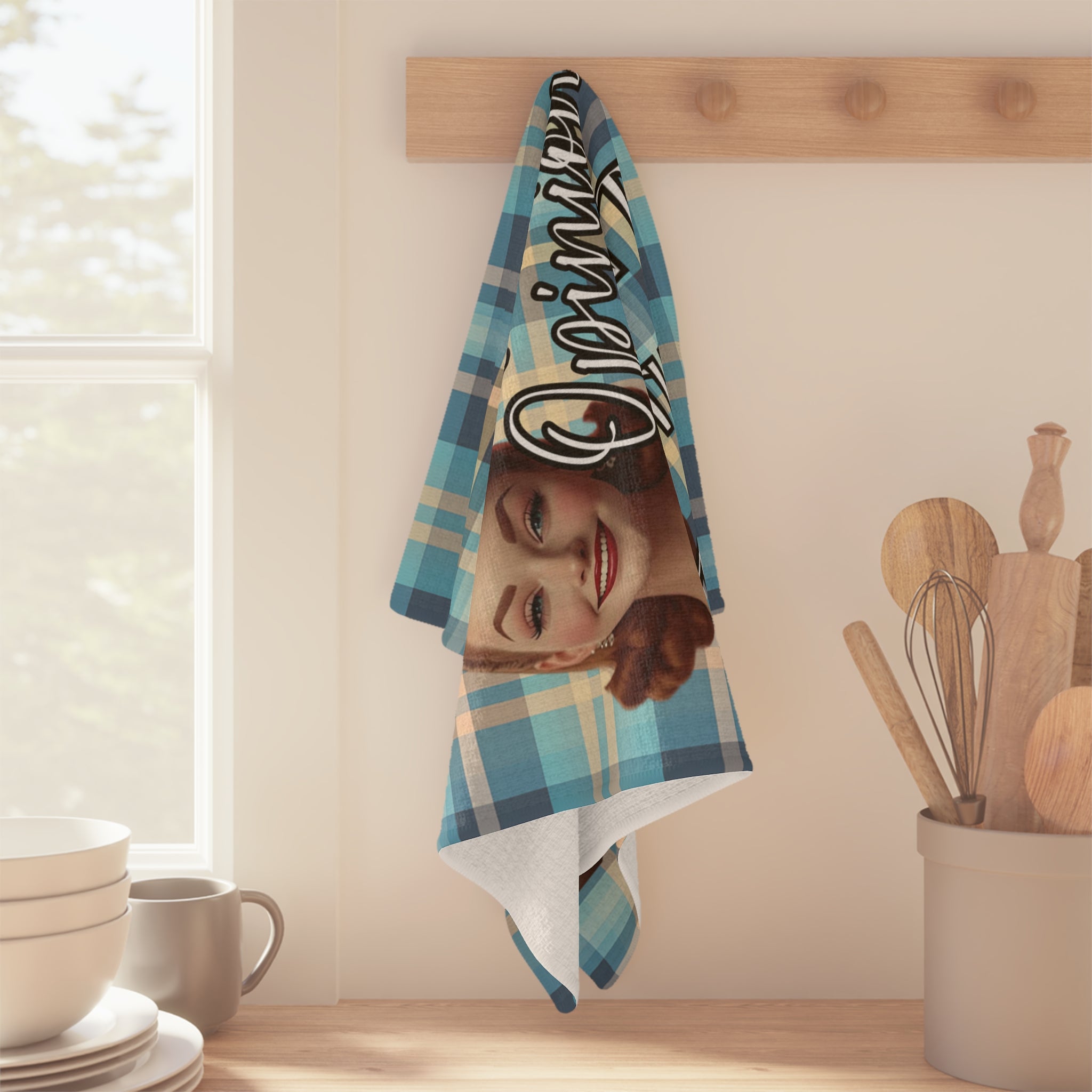 Your Opinion Wasn't in the Recipe" Vintage Pin - Up Tea Towel | Funny Kitchen Gift | Retro Home Décor | Personalised Option Available - Drop of Bold