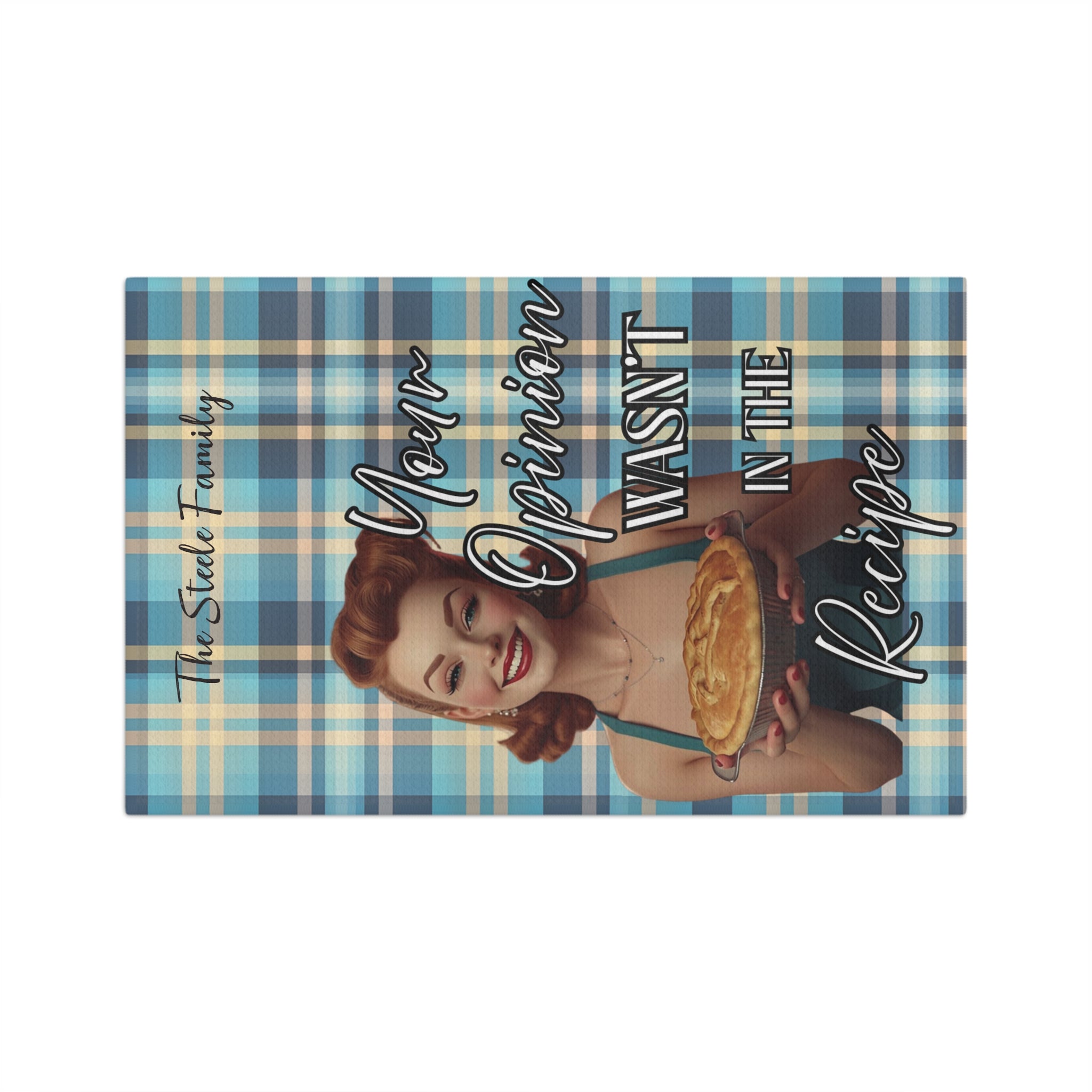 Your Opinion Wasn't in the Recipe" Vintage Pin - Up Tea Towel | Funny Kitchen Gift | Retro Home Décor | Personalised Option Available - Drop of Bold