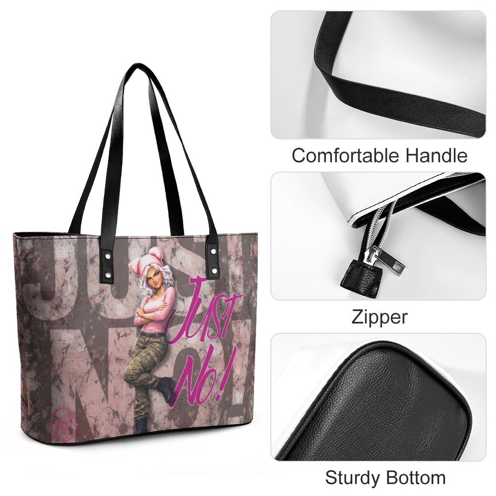 Nova "Just No!" Vegan Leather Tote Bag — Bold Statement Bag for Women