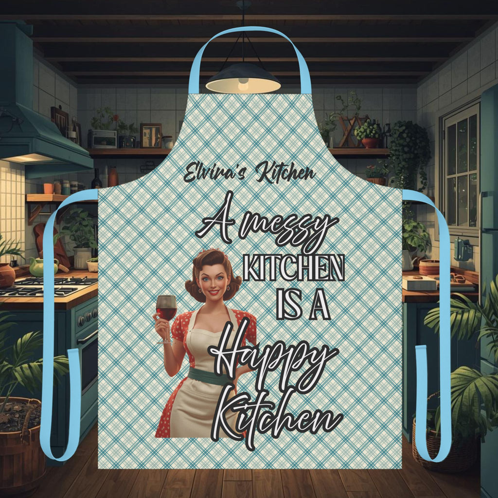 Personalised Vintage Pin - Up Kitchen Apron | Funny Retro Apron | Mother's Day Gift | Custom Name Apron | Multiple Designs Available - Drop of Bold