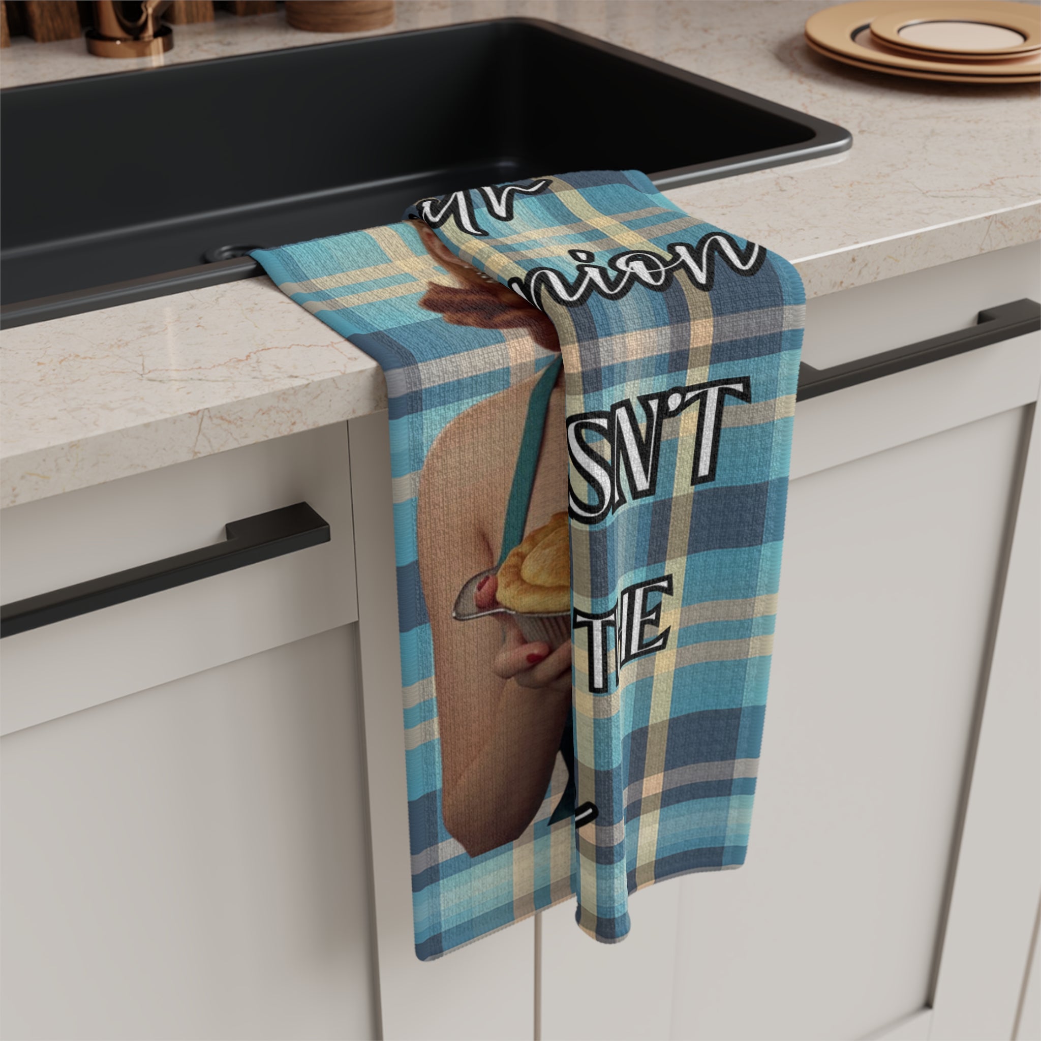 Your Opinion Wasn't in the Recipe" Vintage Pin - Up Tea Towel | Funny Kitchen Gift | Retro Home Décor | Personalised Option Available - Drop of Bold