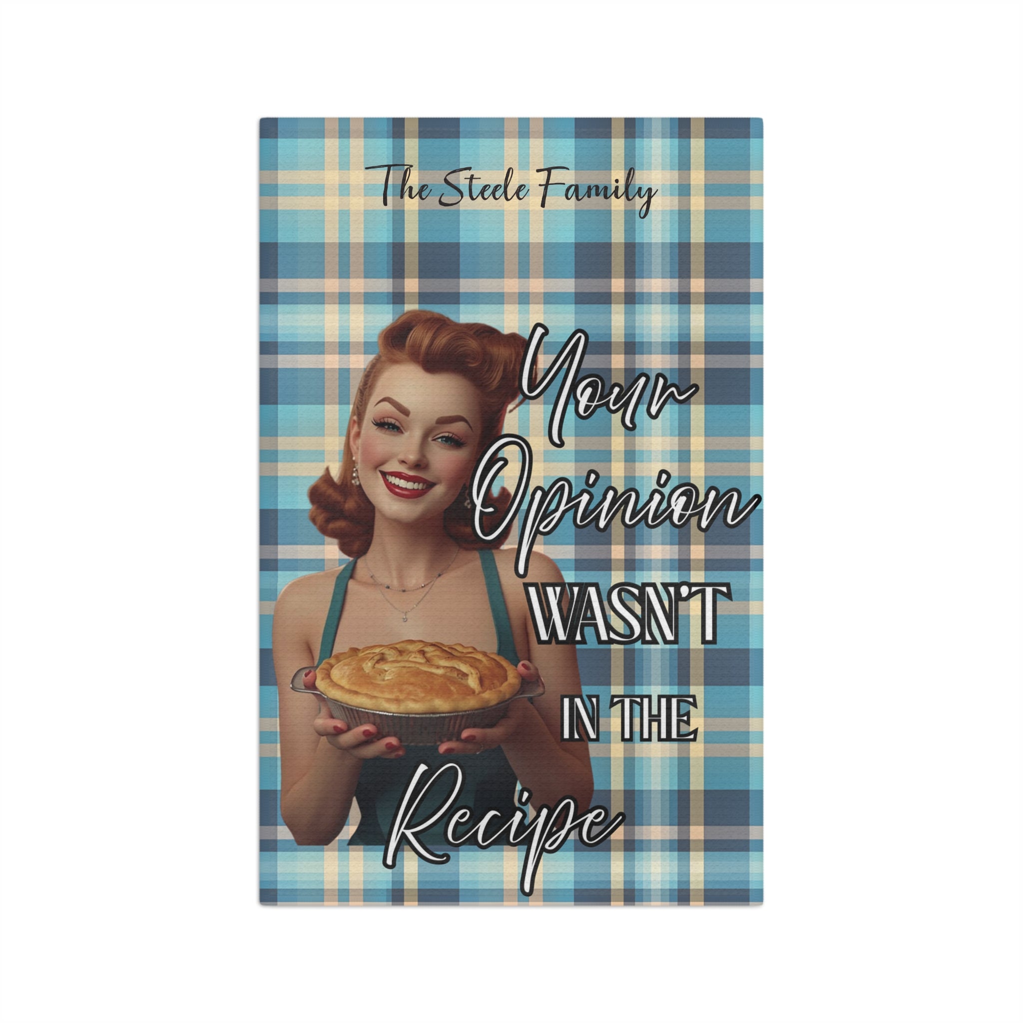 Your Opinion Wasn't in the Recipe" Vintage Pin - Up Tea Towel | Funny Kitchen Gift | Retro Home Décor | Personalised Option Available - Drop of Bold