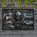 Personalized Military Tin Wall Art — The Life of a Soldier — Choose Your Branch — Veteran Gift — Man - Drop of Bold
