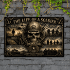 Personalized Military Tin Wall Art — The Life of a Soldier — Choose Your Branch — Veteran Gift — Man - Drop of Bold