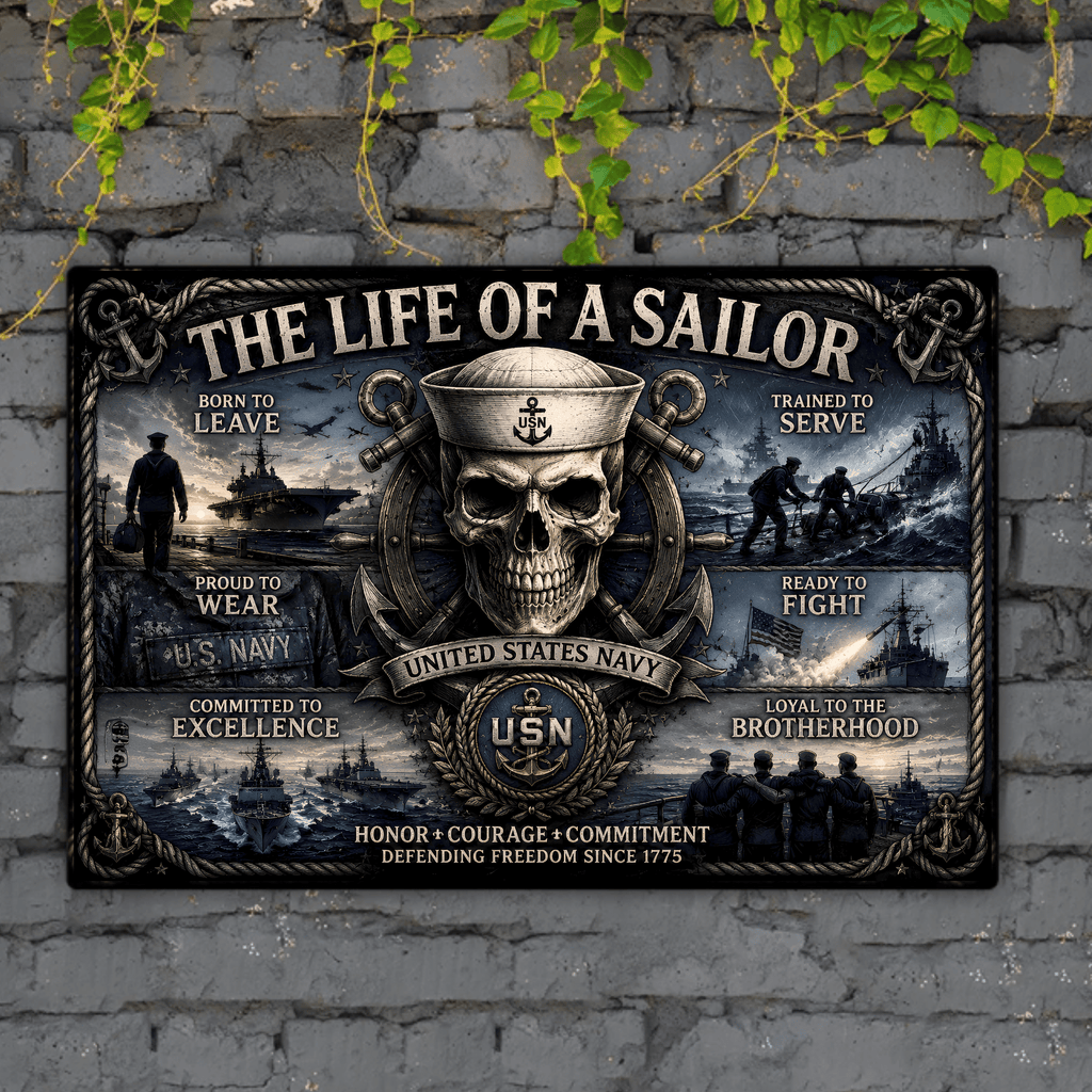 Personalized Military Tin Wall Art — The Life of a Soldier — Choose Your Branch — Veteran Gift — Man - Drop of Bold